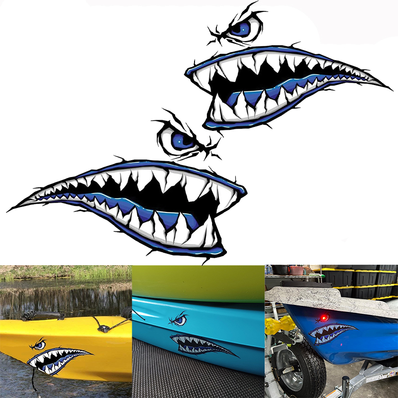 Fishing Boat Trailer - 2PCS 상어 이빨 입 보트 스티커