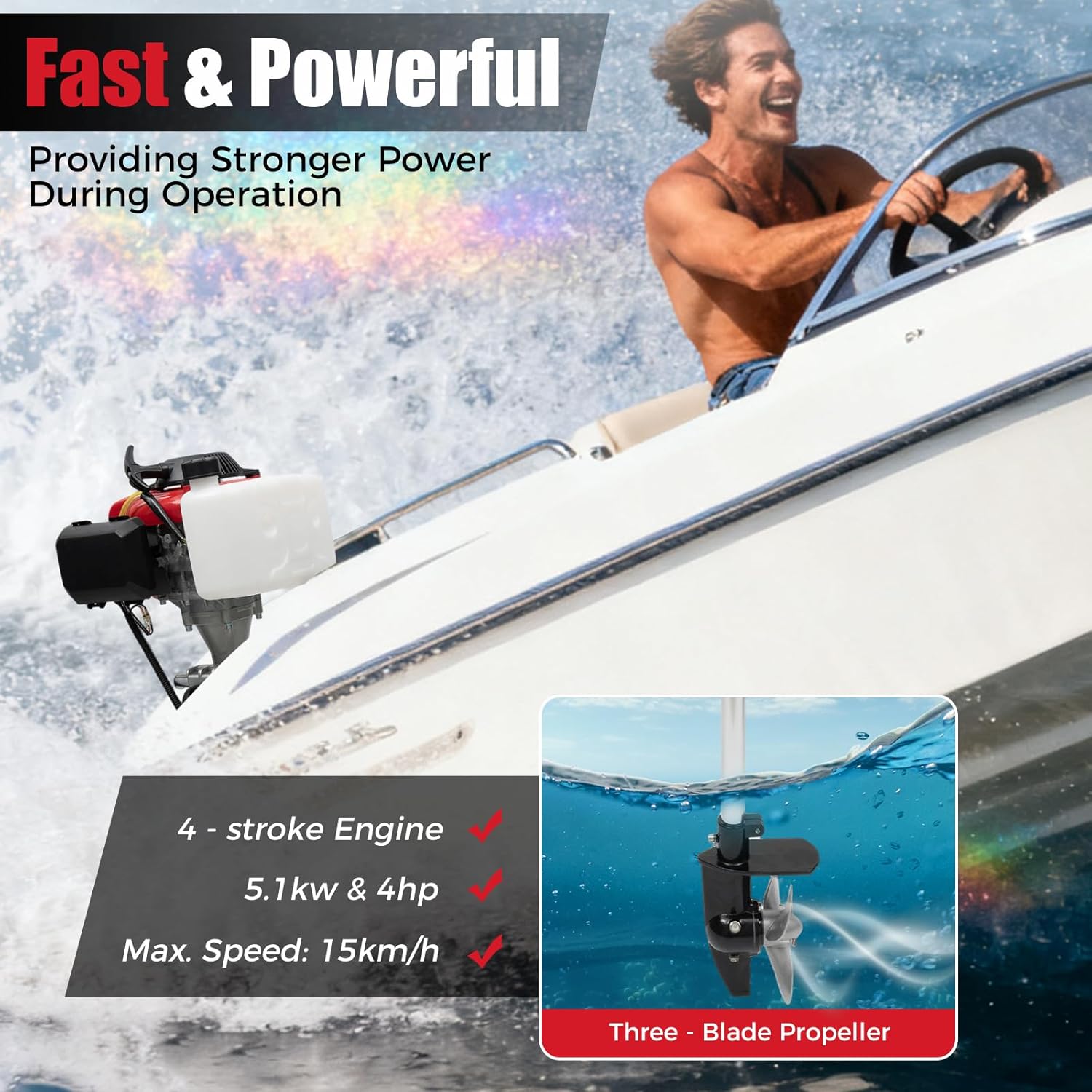 4HP 선외 모터, 4행정 53.2CC 해양 보트 엔진 - Fishing Boat Outboard Motor 리뷰 및 가격